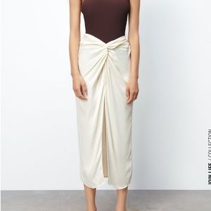 Zara satin effect skirt with knot